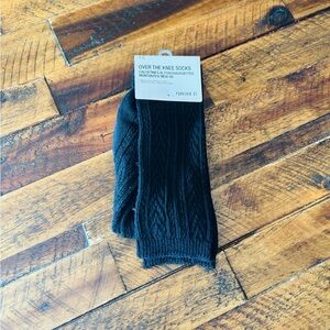 Forever 21 Black Knit Over The Knee Socks